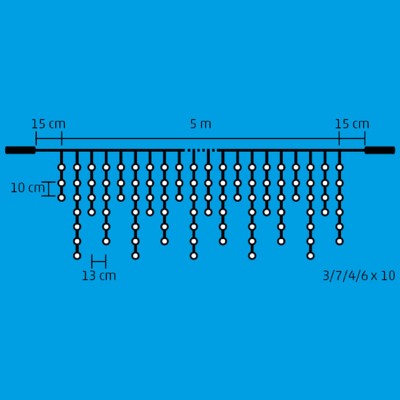 LED-es sziporkázó jégcsap fényfüggöny,  5m / 200 LED, sorolható, melegfehér - DLFJ 200F/WW